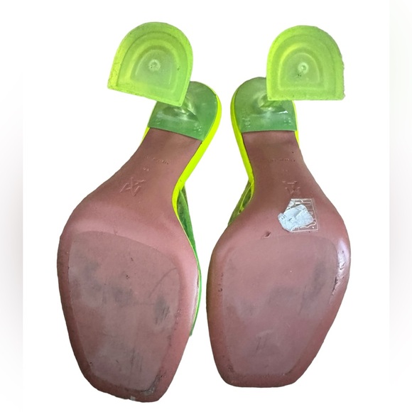 Amina Muaddi Lupita Glass Lime Green PVC Mule Mules Plastic Heels 38 - Picture 3 of 10